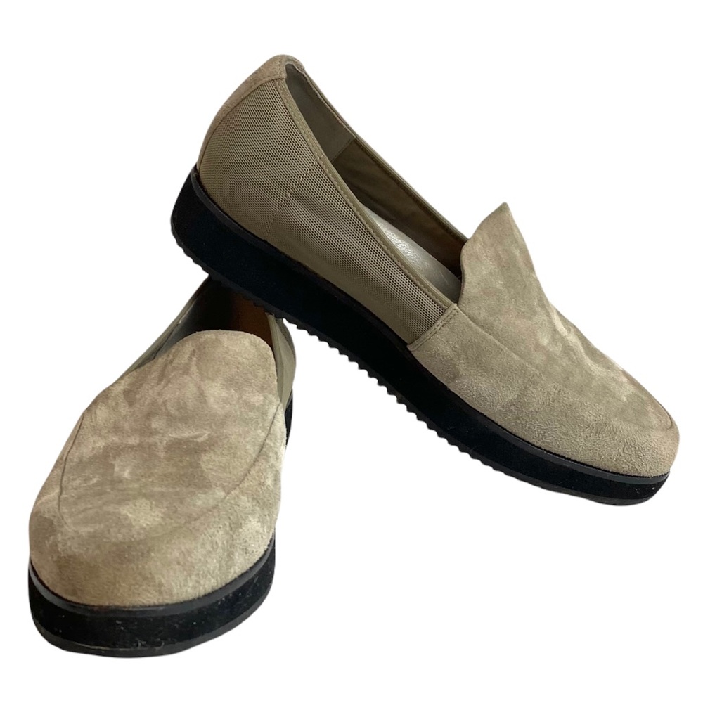Eileen Fisher Dell Suede Slip On Loafers Taupe Sand Sz 8.5